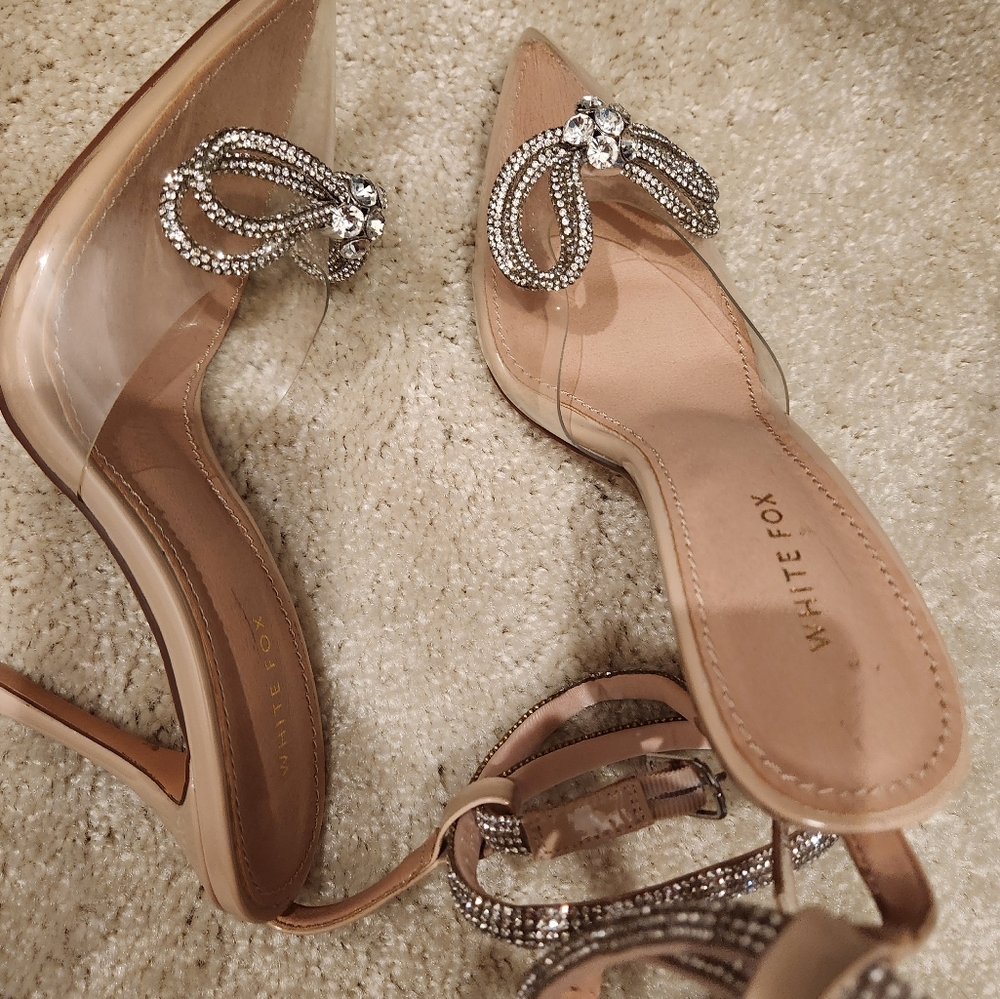 Ankle strap sequin/nude Heels